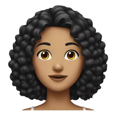 Head, Tan skin woman, thick curly black hair , dark eyes sticker