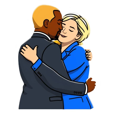 Marine le Pen hugging a black man sticker