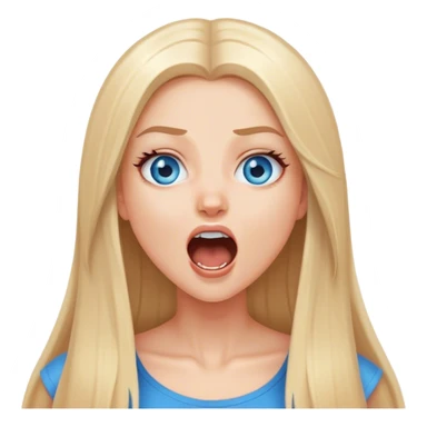 beautiful white girl with long straight blonde hair blue eyes screaming happy sticker