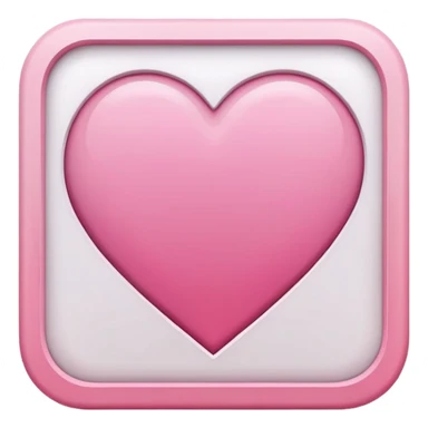 Tiny compressed Stylized pink heart symbol inside a pastel white gradient square icon, pink thin borders sticker