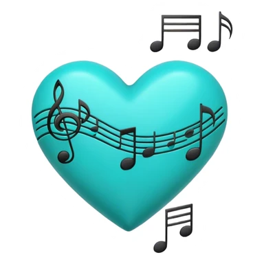 Turquoise heart and notes sticker