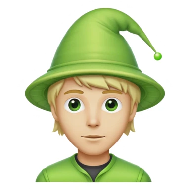 Blonde guy wearing green alien hat sticker