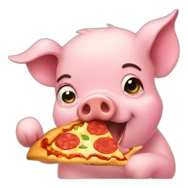 a pig eating a pizza sticker