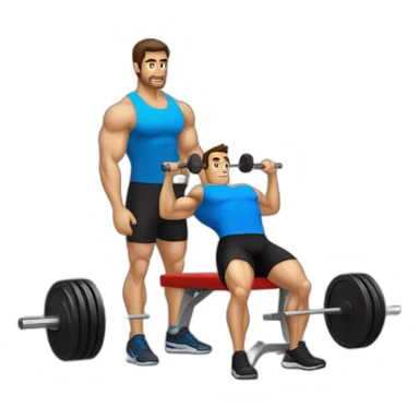 tall brunette man doing bench press sticker