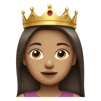 child girl white skin dark brown straight hair wearing crown sticker