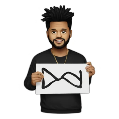after hours the weeknd holding up sign with xo logo sticker