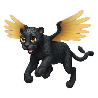 winged black leopard flying sticker