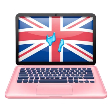 pastel melted laptop on the screen British flag sticker