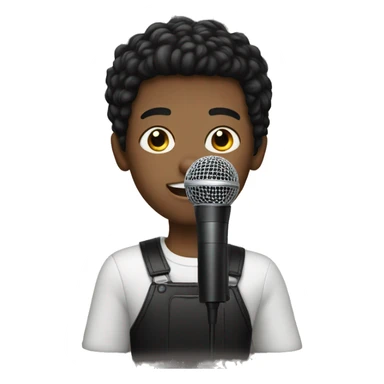 A boy with black hair holding a microphone  sticker