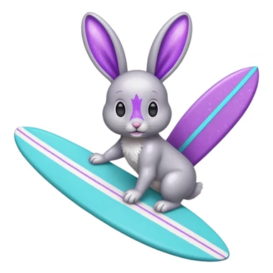 glitter gray bunny purple cian surf sticker