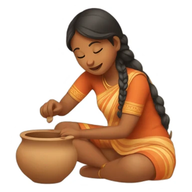 Indian girl doing pottery sticker