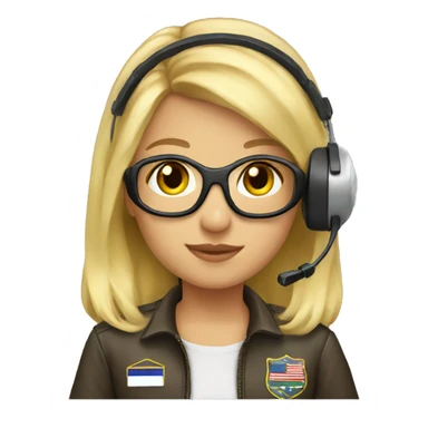 Blonde girl in pilot headset sticker