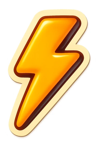 cartoon style sticker of a single lightning bolt symbol, simple and clear, no text sticker