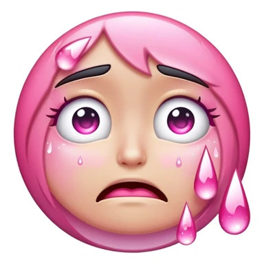 Crying pink sparkle tears emoji sticker