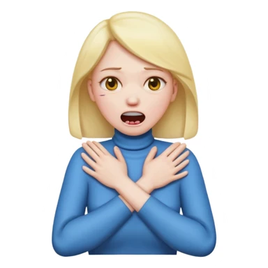 female choking her neck with her hands with her arms crossed and mouth opened emoji  sticker