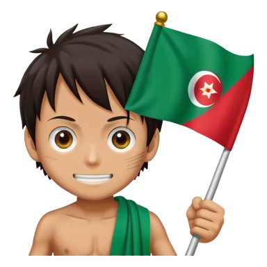 Luffy holding Algerian flag 🇩🇿 sticker