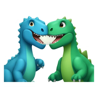 A blue and a green dinosaur being friends  sticker