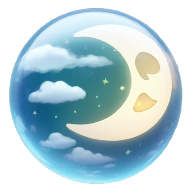 Cloud in a glass sphere with a glowing moon in the middle sticker