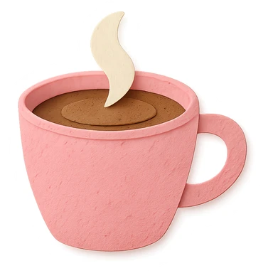 a pink mocha, cute and inviting, paper craft style sticker