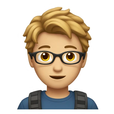 boy with light brown hair and a computer in front of him sticker