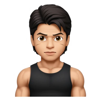 ipretty bratz emoji of shah rukh khan wearing a black tee, muscular sticker