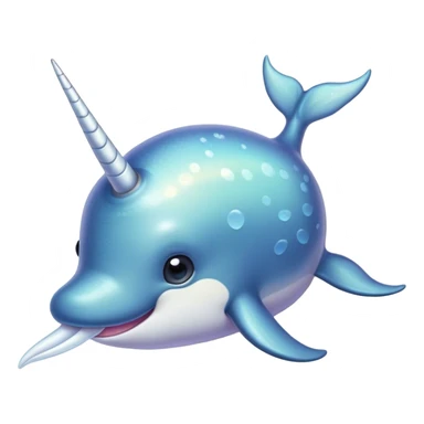 Cinematic Cute Cute Narwhal Portrait Emoji, Head tilted playfully and inquisitively, featuring a charming, sleek body with softly iridescent skin, a prominently spiraled tusk and large, twinkling eyes full of gentle wonder, Simplified yet irresistibly adorable features, highly detailed, glowing with a warm, inviting ocean glow, high shine, affectionate and lively, stylized with a touch of magical sea whimsy, soft glowing outline, capturing the essence of a mischievous yet endearing cute narwhal that seems as if it could frolic out of the screen into your heart! sticker
