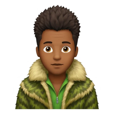  black  male in green fur coat  sticker