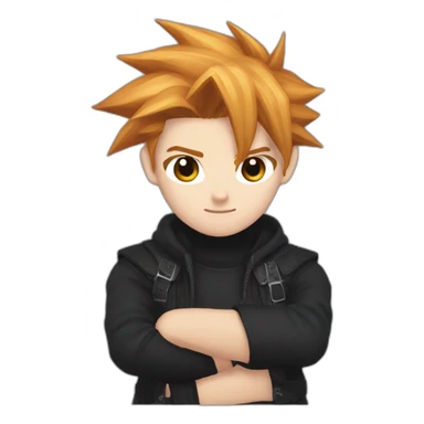 Cloud strife with ginger hair. Eyebrow piercing left eye. Black clothes sticker