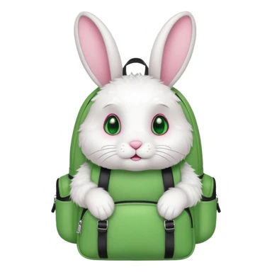 white rabbit wear green backpack sticker