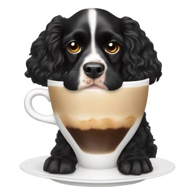 Black cocker spaniel drinking capucino sticker