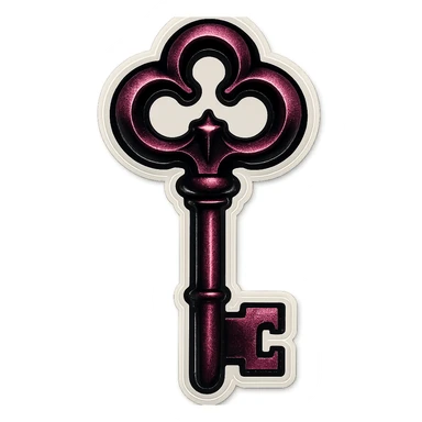 gothic key, black and pink, intricate design sticker