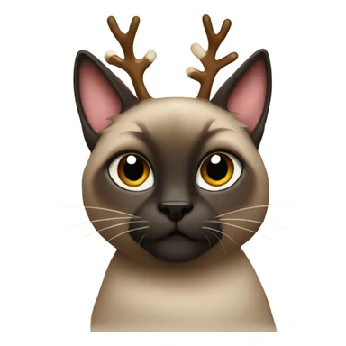 Dark Siamese cat with reindeer Christmas antlers sticker