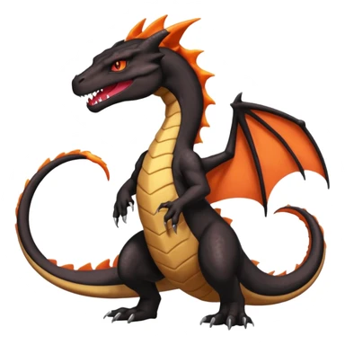 Black lanky elegant evil badass handsome cool beautiful Salandit-Shiny-Charizard-Salazzle-Seviper-fusion sticker