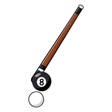 pool cue stick and 8 ball sticker