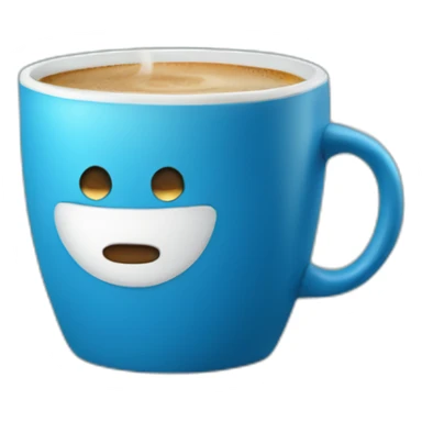 hot coffee in a blue cup sticker