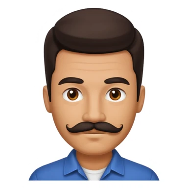 Dark brown Greased back hair and mustache with tan skin sticker