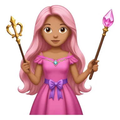 beautiful-haired in pink woman with a wand sticker