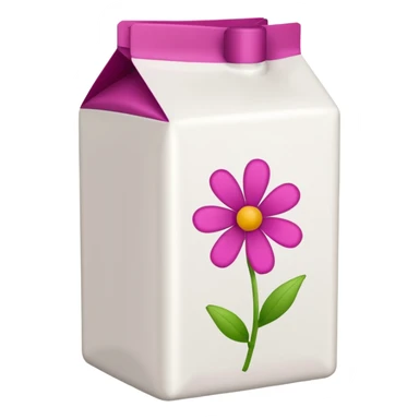 a white TINE milk carton with magenta trim border and magenta text that says "MILK", with tiny magenta flower blossoms doodles on it  sticker