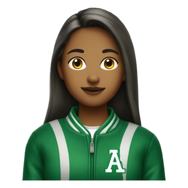 a college girl in a green baseball jacket sticker
