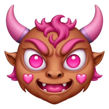 diablo con corazones en los ojo de color rosa  sticker