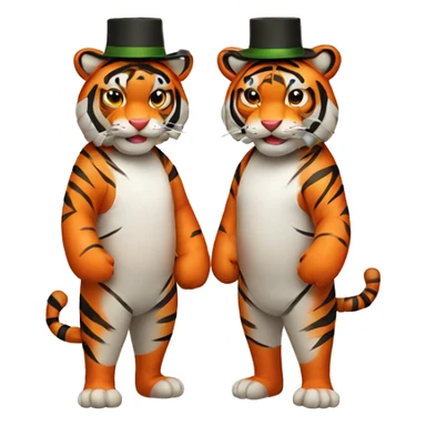 two tigers wearing hats made out of sushi sticker