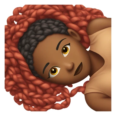 Black woman laying on floor sick, red braids sticker
