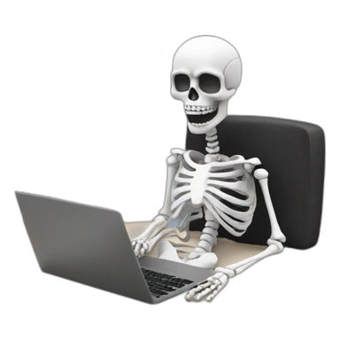 Tired Skeleton with laptop sticker