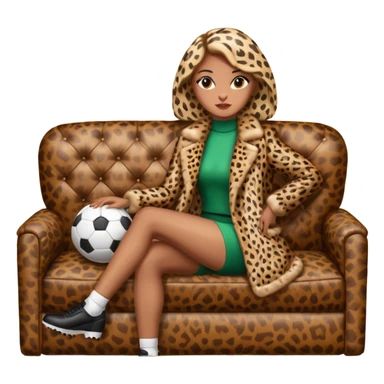 2 personnages 1 footballeur assis dans un canapé du club ASSE et une femme avec un manteau léopard  sticker