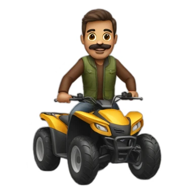 Man with big moustache riding quad bike sticker
