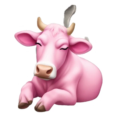 Pink cow asleep on subway sticker