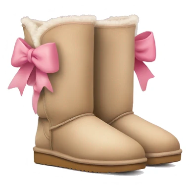 Beige Uggs with pink bow on the back sticker