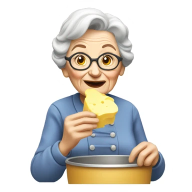 Old lady eating butter sticker