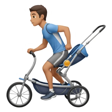 man running with stroller, side view sticker
