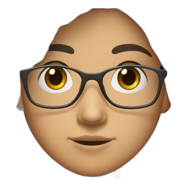 Uzbek teenager, dark brown a bit shiny hair with thin metal view glasses sticker